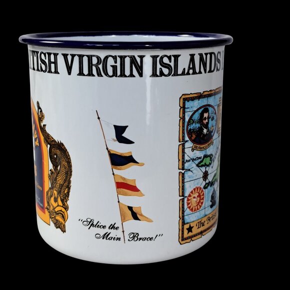 Vtg Pusser's British Navy Rum Enameled With Map Tin Large Mug - Picture 2 of 8